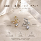 Brinco Borboleta com Zircônias Elegância em Cada Detalhe Asas Vazadas Pedras Principais Leve e Feminino Charmoso e Elegante