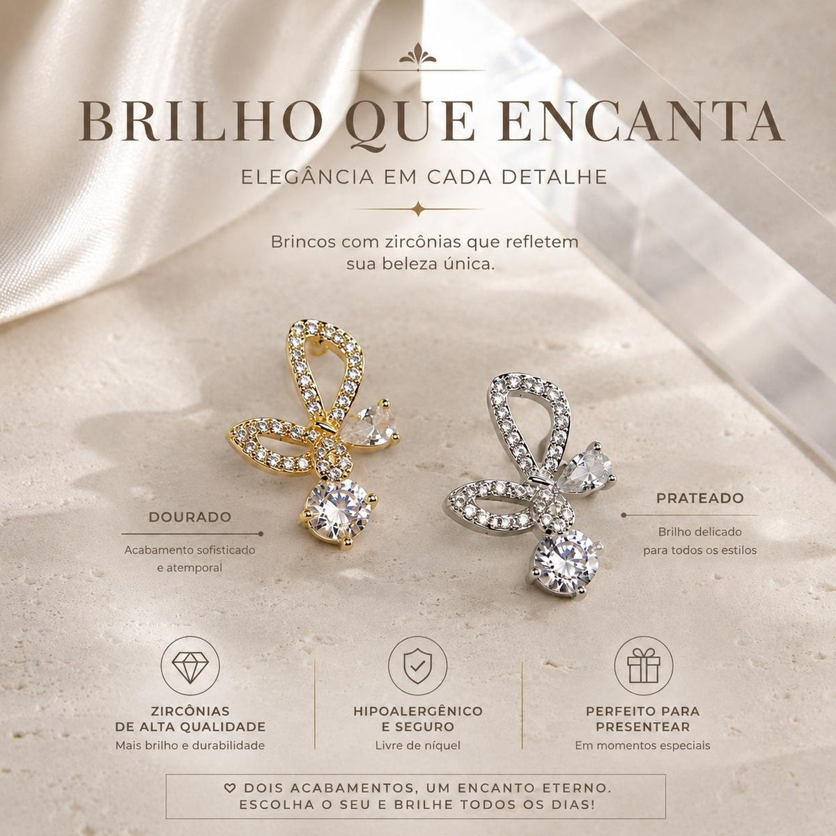 Brinco Borboleta com Zircônias Elegância em Cada Detalhe Asas Vazadas Pedras Principais Leve e Feminino Charmoso e Elegante