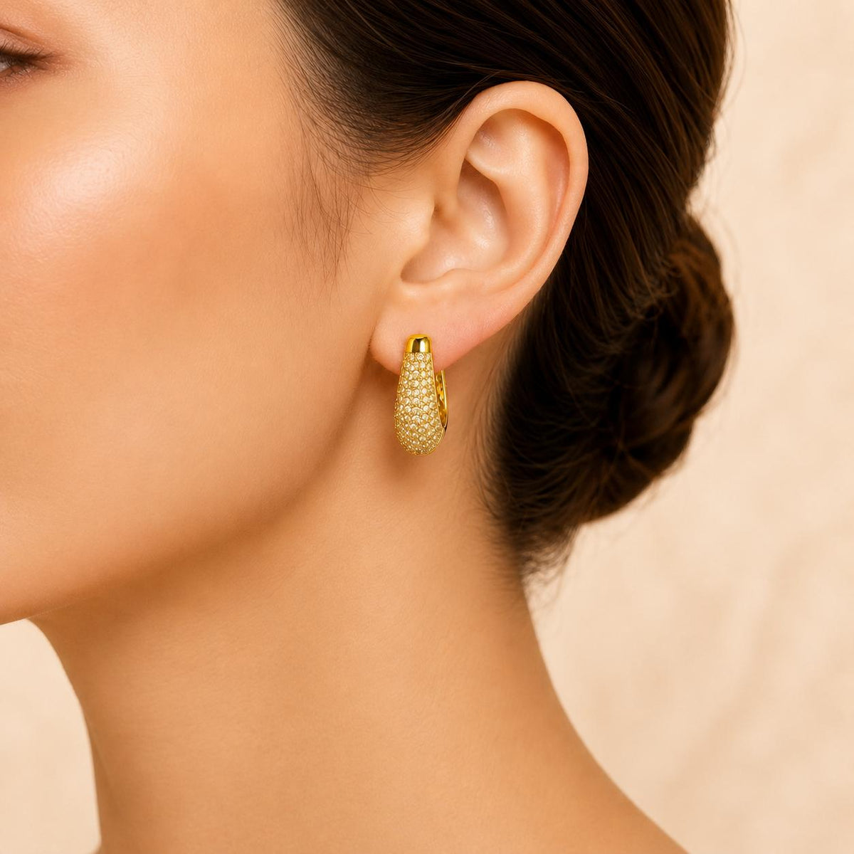 Brinco Gota Pavê Zircônia Argola | Dourado/Prateado, Leve e Elegante para Uso Diário e Festas