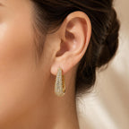 Brinco Argola Pave Zircônia Elegante | Modelo Leve Versátil Dourado/Prata