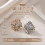 Brinco Trevo com Zircônias e Pérolas
