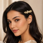 Presilha Três Corações com Pérolas e Zircônias Romântica | Grampo Dourado e Prateado para Cabelo Dia a Dia e Festas