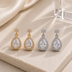 Brinco Gota com Zircônia Central e Halo Elegância Atemporal Adiciona Glamour e Sofisticação para Várias Ocasiões