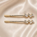 Kit 2 Grampos de Cabelo com Zircônia Brilhante | Presilha Feminina Elegante Dourado e Prateado