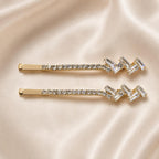 Kit 2 Grampos de Cabelo com Zircônia Brilhante | Presilha Feminina Elegante Dourado e Prateado