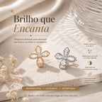 Brinco Flor Assimétrica com Zircônias Corte Marquise e Redondo Design Leve e Moderno para Estilos Românticos
