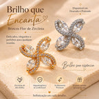 Brinco Trevo Floral com Zircônias