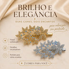 Presilha Folhas com Zircônias Coloridas Sofisticada | Grampo Dourado e Prateado Acessório Feminino para Dia a Dia e Festas