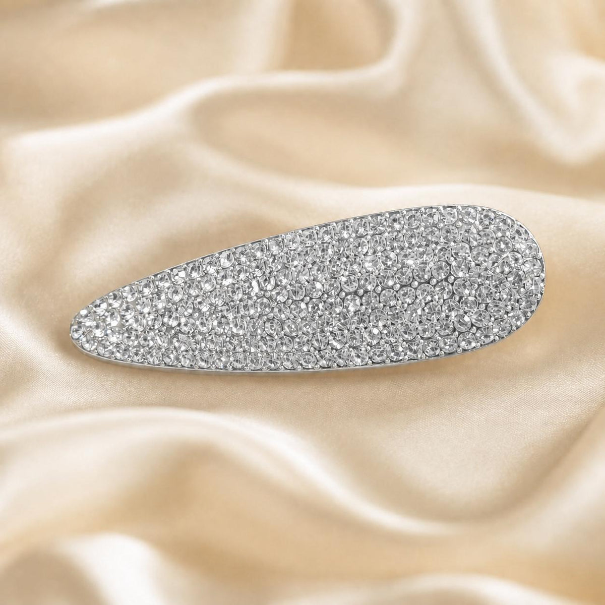 Presilha Elíptica Cheia de Zircônias Elegante | Grampo Dourado e Prateado para Cabelo Dia a Dia e Festas