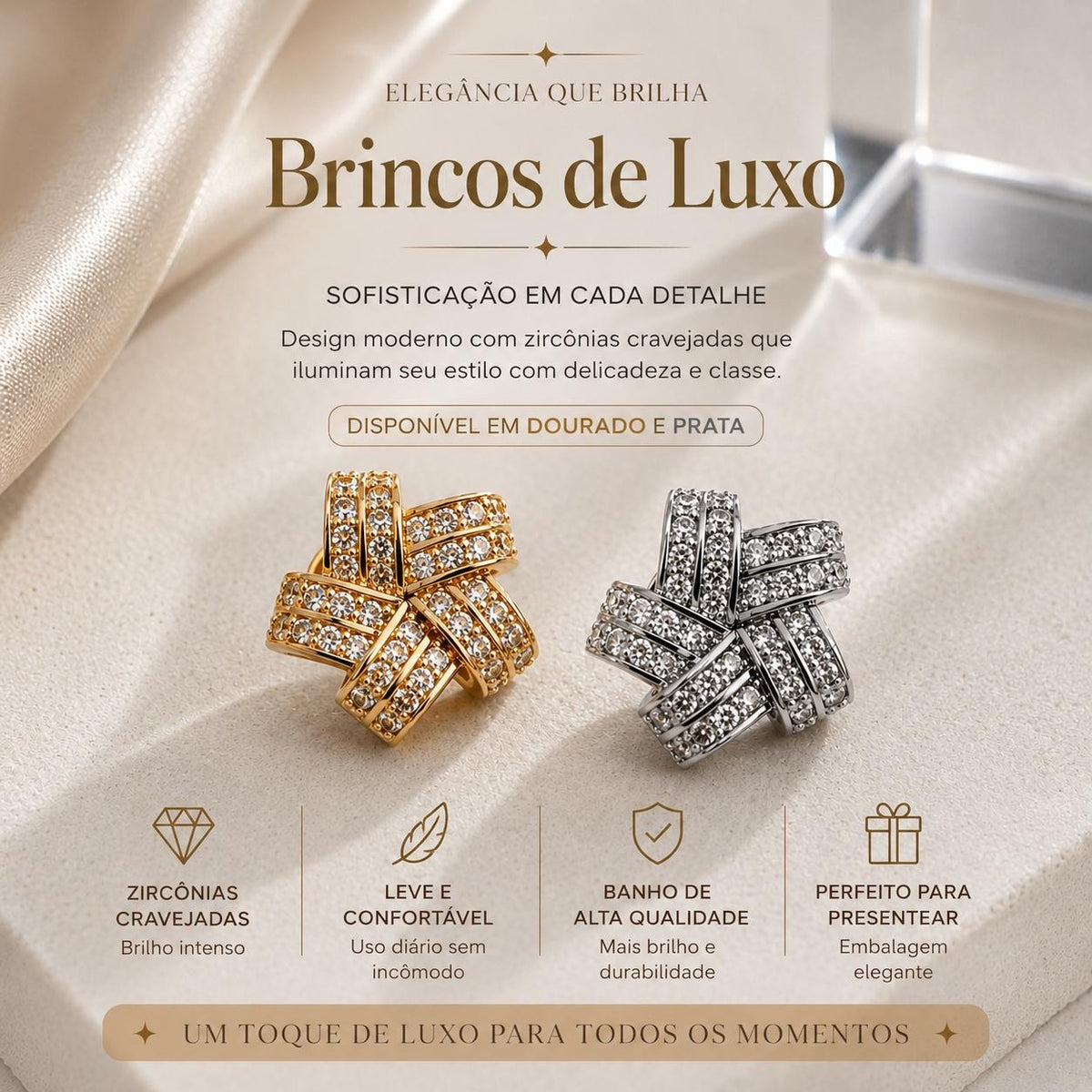 Brinco Cruzado com Zircônias Baguete Elegante e Sofisticado Design Moderno Brilho Linear Versátil para Todas as Ocasiões