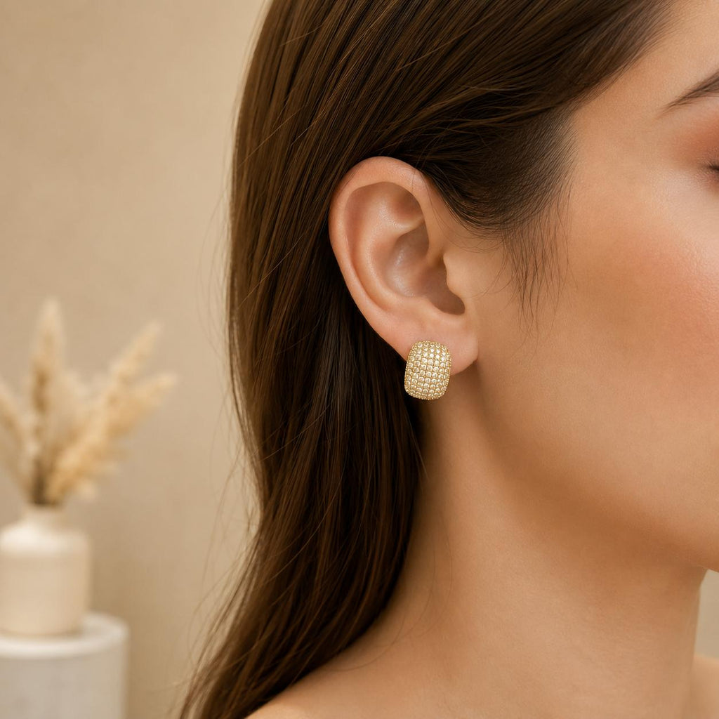 Brinco Argola Largo Pavê Zircônia | Dourado/Prateado, Leve, Elegante para Dia a Dia e Festas