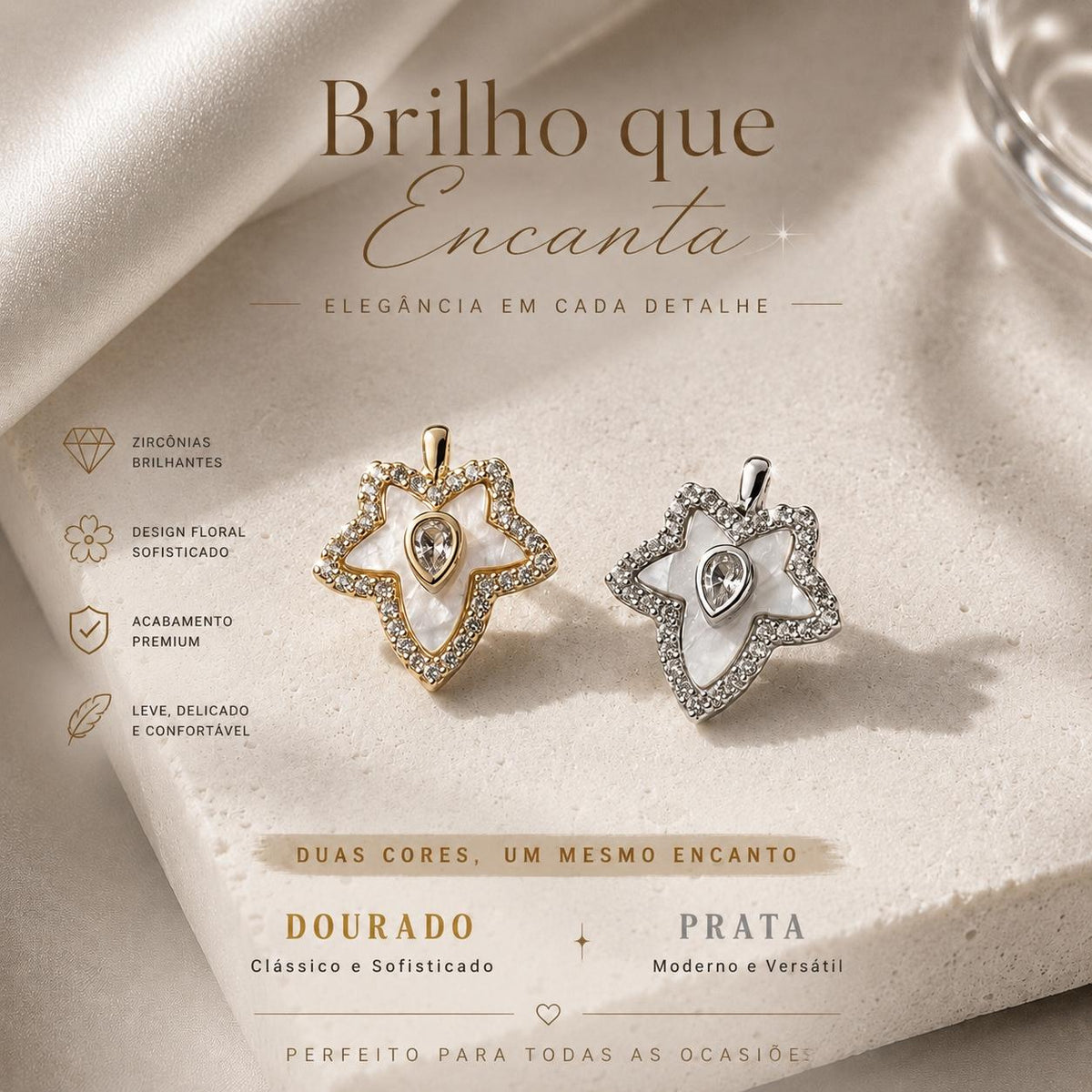 Brinco Estrela com Esmalte e Zircônias