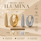 Brinco Argola Cravejado Brilhante Dourado/Prateado | Leve, Uso Diário, Ótimo para Presente