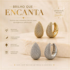 Brinco Argola Gota Pavê Zircônia | Dourado/Prateado, Elegante para Uso Diário e Eventos