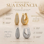 Brinco Gota Pavê Zircônia Argola | Dourado/Prateado, Leve e Elegante para Uso Diário e Festas