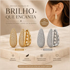 Brinco Argola Oval Cravejado Zircônia | Leve, Confortável e Versátil para Todos os Looks