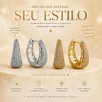 Brinco Argola Cone Pavê Zircônia | Dourado/Prateado Leve Elegante para Uso Diário e Eventos