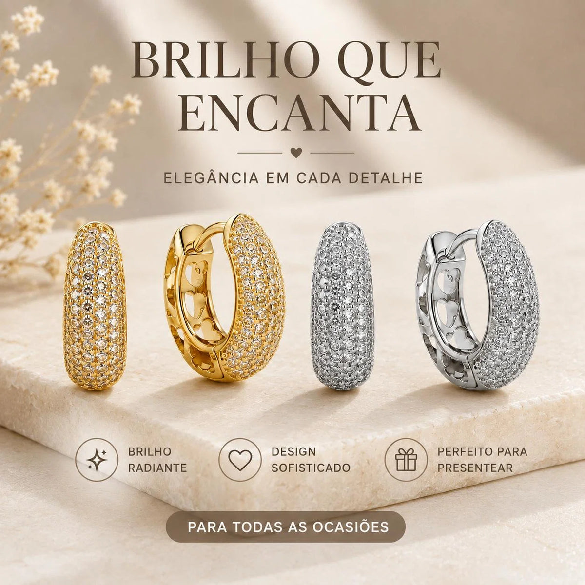 Brinco Argola Pave Zircônia Brilhante | Elegante para Uso Diário e Ocasiões Especiais