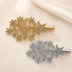 Presilha Estrelas e Flores Cheia de Zircônias Radiante | Grampo Dourado e Prateado Acessório Feminino para Dia a Dia e Festas