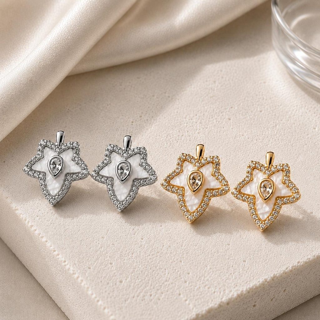 Brinco Estrela com Esmalte e Zircônias