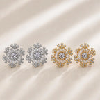 J&M Brinco Flor de Neve com Zircônias Redondas e Corte Baguete para Mulheres que Buscam Charme e Personalidade