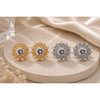 Brinco Flor de Sol com Zircônia Central Halo