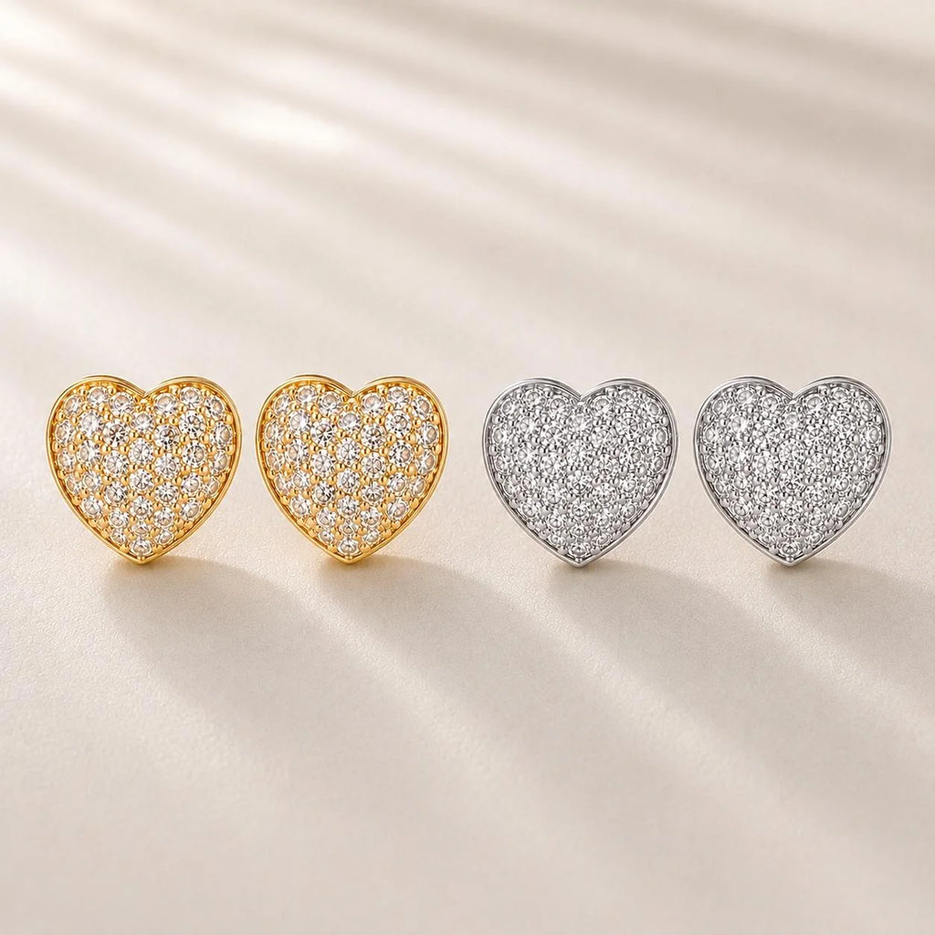 Brinco Coração 3D em Zircônia Luxo Elegância e Brilho para Mulheres que Buscam Charme e Sofisticação