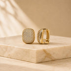Brinco Argola Quadrado Arredondado Pavê Zircônia | Dourado/Prateado, Leve para Todas Ocasiões