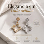 Brinco Trevo Pendente com Zircônias
