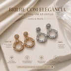 Brinco Pendente Círculo com Estrelas de Zircônia