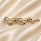 Presilha ZigZag com Zircônias Retangulares | Grampo Moderno Elegante Dourado e Prateado Para Todos Penteados