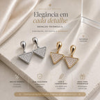 Brinco Triângulo com Pingente de Zircônias