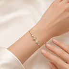 Pulseira Ajustável Estrela com Pedra Olho de Gato e Zircônias | Pulseira Feminina Dourada e Prateada Acessório Elegante para Presente