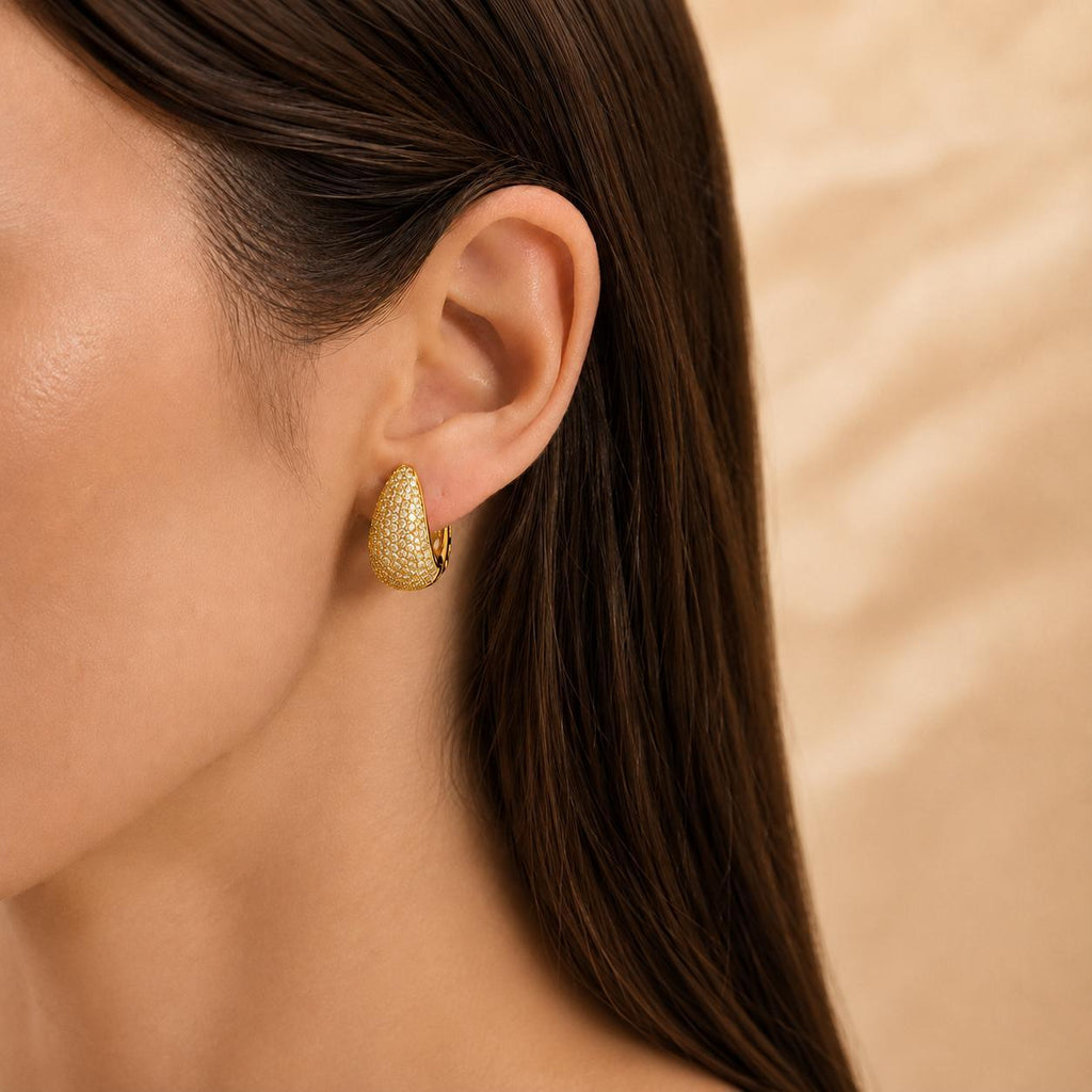 Brinco Argola Gota Pavê Zircônia | Dourado/Prateado, Elegante para Uso Diário e Eventos