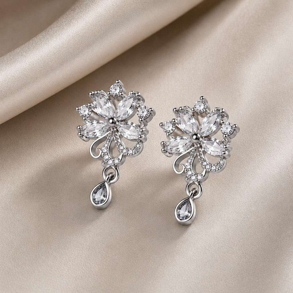 Brinco Flor de Zircônia Luxo Antialérgico
