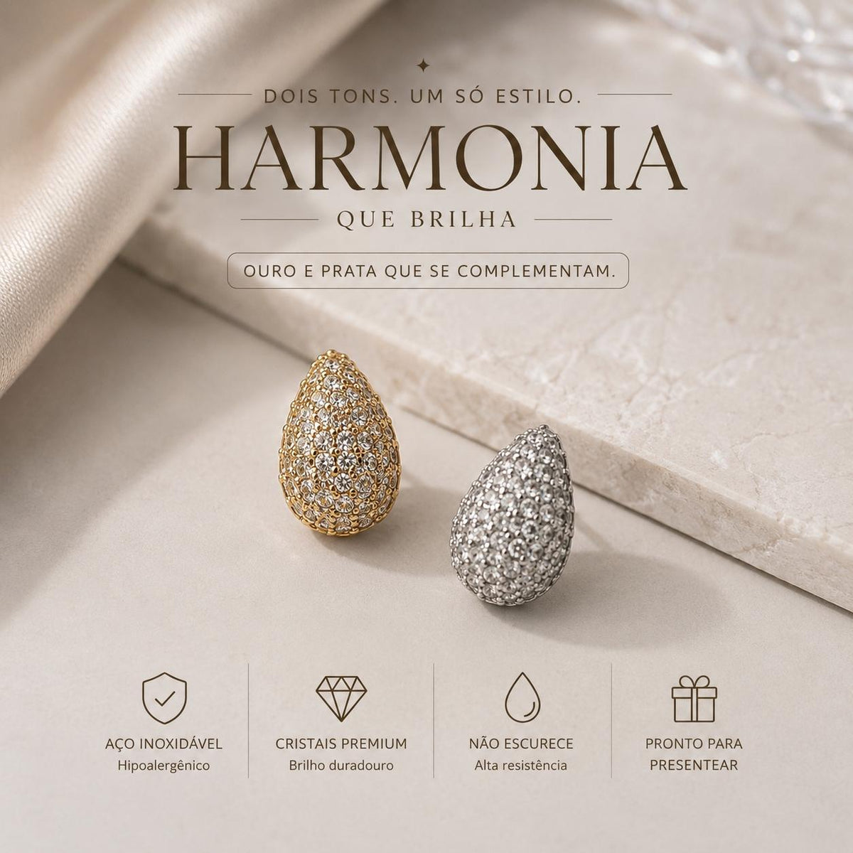 Harmonia Que Brilha Brinco Gota em Zircônia Luxo Acessório de Luxo com Brilho e Elegância para Qualquer Ocasião
