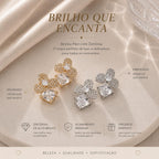 Brinco Flor de Três Pétalas com Zircônias