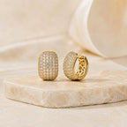Brinco Argola Largo Pavê Zircônia | Dourado/Prateado, Leve, Elegante para Dia a Dia e Festas