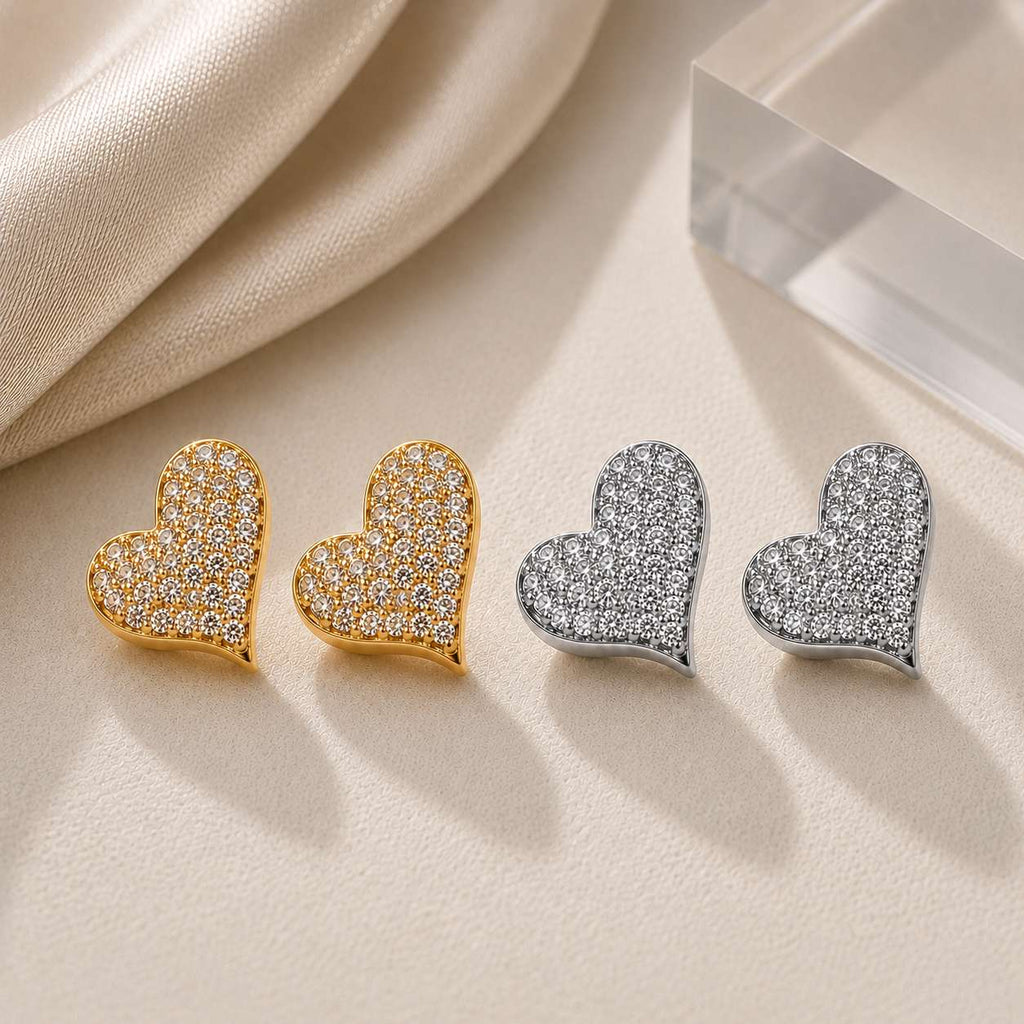 Amor em Cada Detalhe Brinco Coração em Zircônia Luxo Elegância Romântica e Glamouroso para Mulheres Charmosas