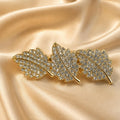 Presilha Três Folhas Cheia de Zircônias | Grampo Elegante Dourado e Prateado para Cabelo Uso Diário e Festas