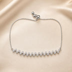 Pulseira Ajustável Fileira de Flores com Zircônias Brilhantes | Pulseira Feminina Dourada e Prateada Acessório Delicado Luxuoso Presente para Mulher