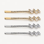 Kit 2 Grampos de Cabelo com Zircônia Brilhante | Presilha Feminina Elegante Dourado e Prateado