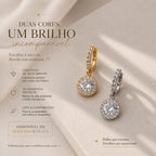Brinco Pendente Círculo com Zircônia Halo