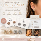 Brinco Flor Estrela com Zircônias Redondas e Corte Baguete Design Simétrico Brilho Contínuo Elegância e Sofisticação para Qualquer Ocasião