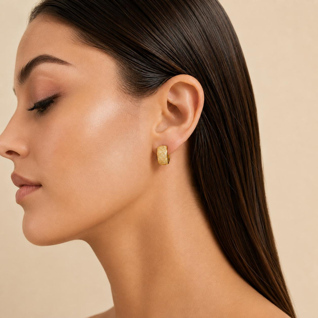 Brinco Argola Retangular Pavê Zircônia | Dourado/Prateado Elegante para Todas Ocasiões