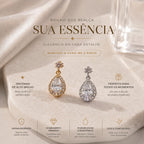 Brinco Gota com Zircônia Central e Halo Elegância Atemporal Adiciona Glamour e Sofisticação para Várias Ocasiões