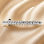 Presilha Longa com Zircônias Retangulares | Grampo Elegante Dourado e Prateado para Cabelo, Uso Diário e Festas