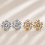 J&M Brinco Flor de Neve com Zircônias Redondas e Corte Baguete para Mulheres que Buscam Charme e Personalidade