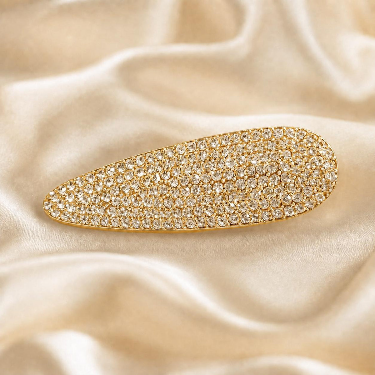 Presilha Elíptica Cheia de Zircônias Elegante | Grampo Dourado e Prateado para Cabelo Dia a Dia e Festas