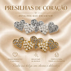 Presilha Três Corações com Pérolas e Zircônias Romântica | Grampo Dourado e Prateado para Cabelo Dia a Dia e Festas
